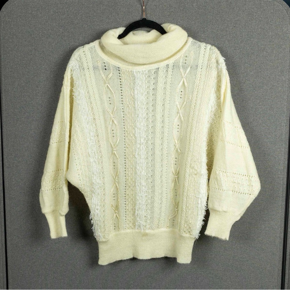 Vintage 1980s Cowl Neck Textured Slouchy Sweater